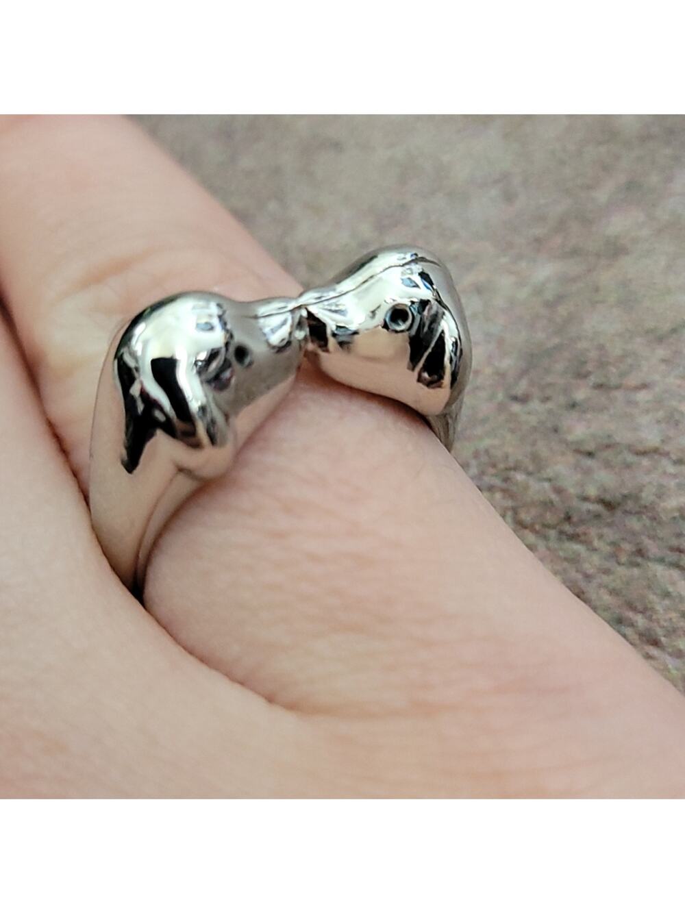 G by Gennaro silver toned dog kissing ring NEW